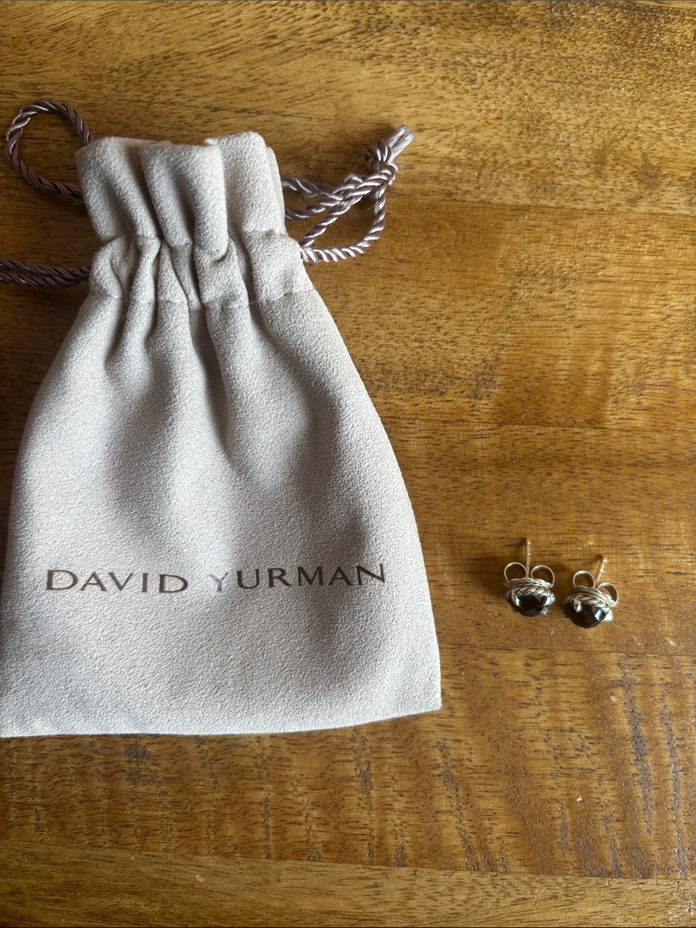 David Yurman Sterling Cable Stud Earrings with Black Onyx. - Picture 3 of 3